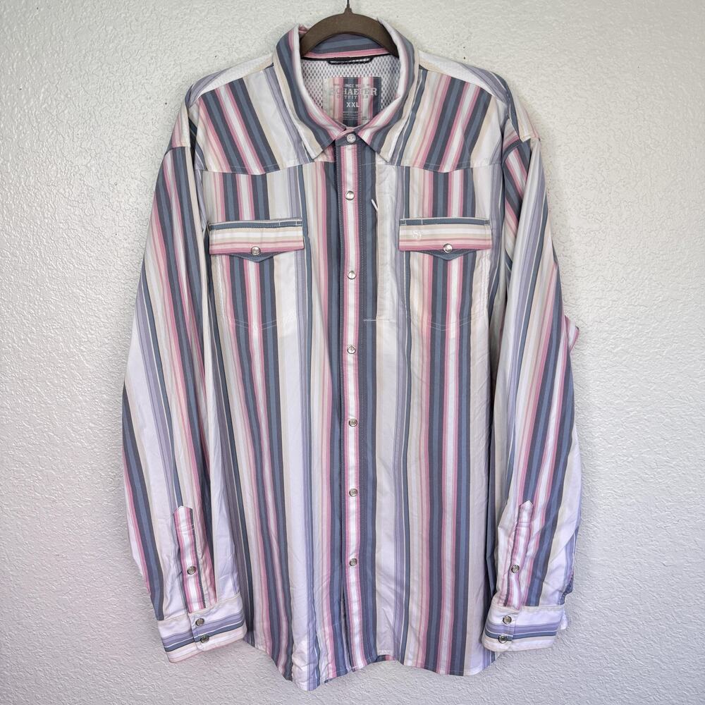 Schaefer Outfitter Rangetek Shirt Mens XXL Striped Western Guide Snap Button 2XL